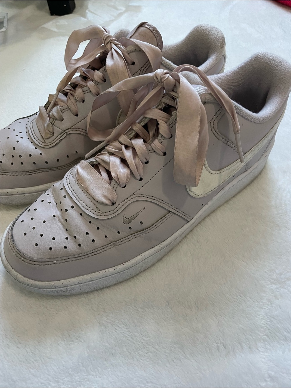 Nike Court Vision Low Next Nature in Platinum Violet with Ribbon Laces - Picture 5 of 11